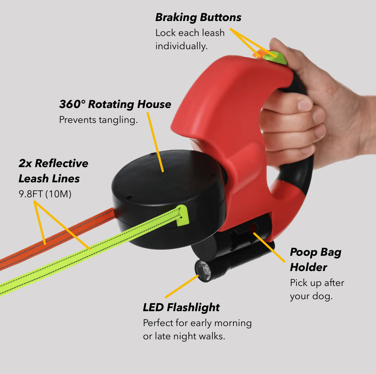 PupPilot™ - 2 in 1 Leash with Light - Pawfy